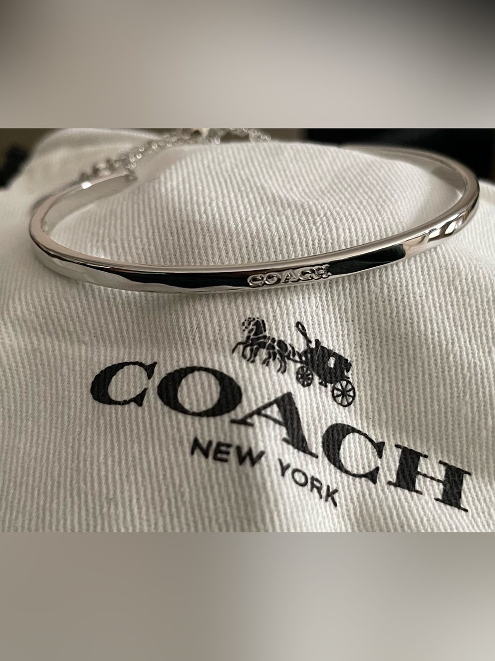 Coach Polished Silver Slim Bangle Bracelet